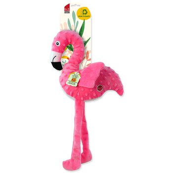 Hračka Dog Fantasy Recycled Toy plameňák pískací se šustícími křídly 49cm-KS