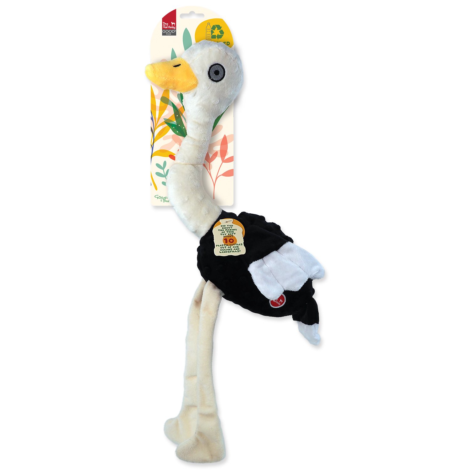 Hračka Dog Fantasy Recycled Toy pštros pískací se šustícími křídly 49cm-KS