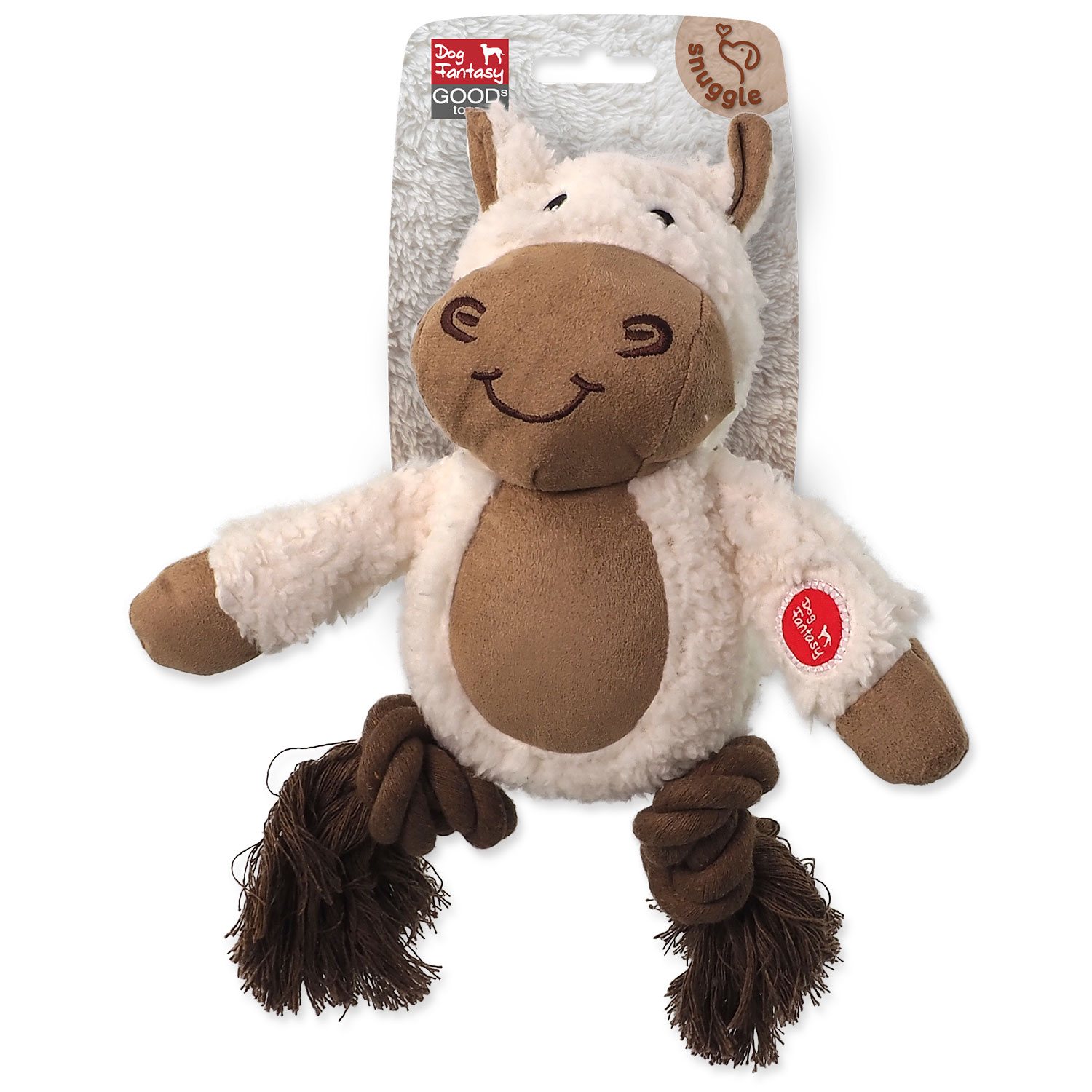 Hračka Dog Fantasy Snuggle mix zvířat s uzly a pískátkem 21cm