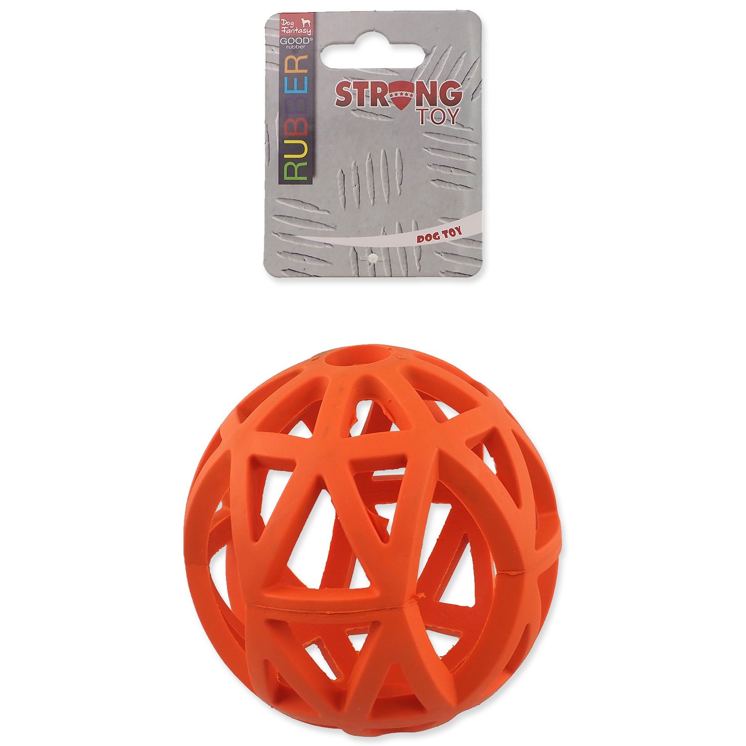 Hračka Dog Fantasy míček děrovaný oranžový 12,5cm-KS