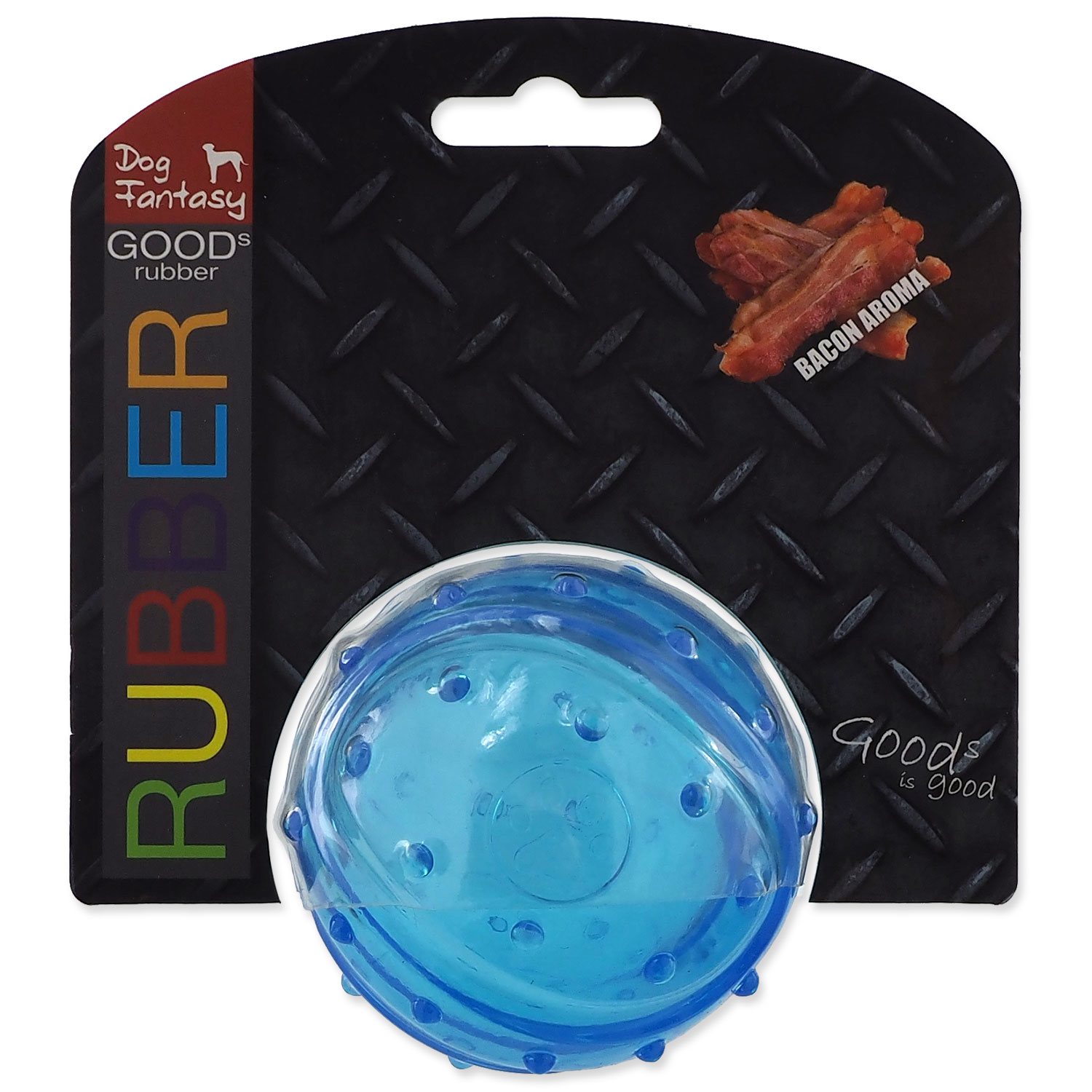 Hračka Dog Fantasy STRONG míček s vůní slaniny modrý 7cm-KS