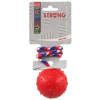 Hračka Dog Fantasy míček gumový s provazem mix barev 6x30cm-KS