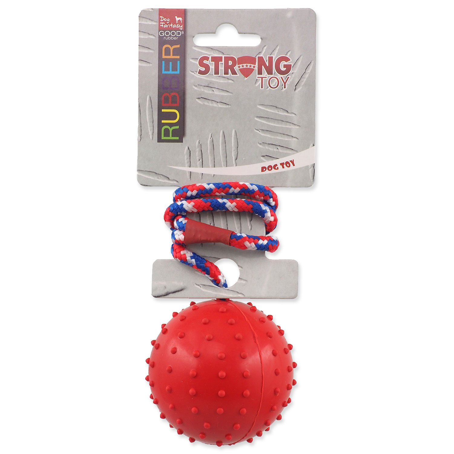 Hračka Dog Fantasy míček gumový s provazemmix barev 7x30cm-KS