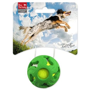 Míček Dog Fantasy gumový s tenisákem zelený 5cm-KS