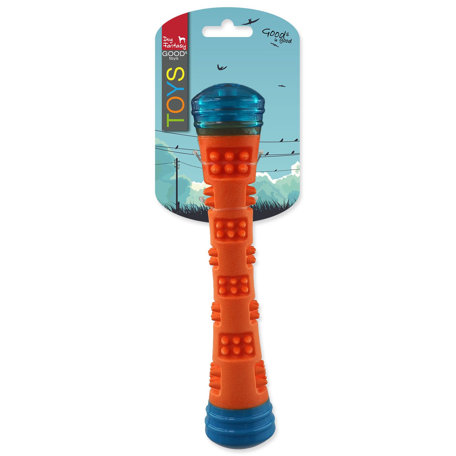 Hračka Dog Fantasy hůlka kouzelná svítící, pískací oranžovo-modrá 4,6x4,6x23cm-KS