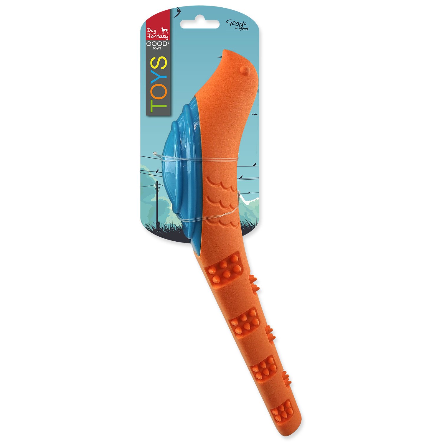 Hračka Dog Fantasy pták pískací oranžovo-modrá 32x8,9x6cm-KS