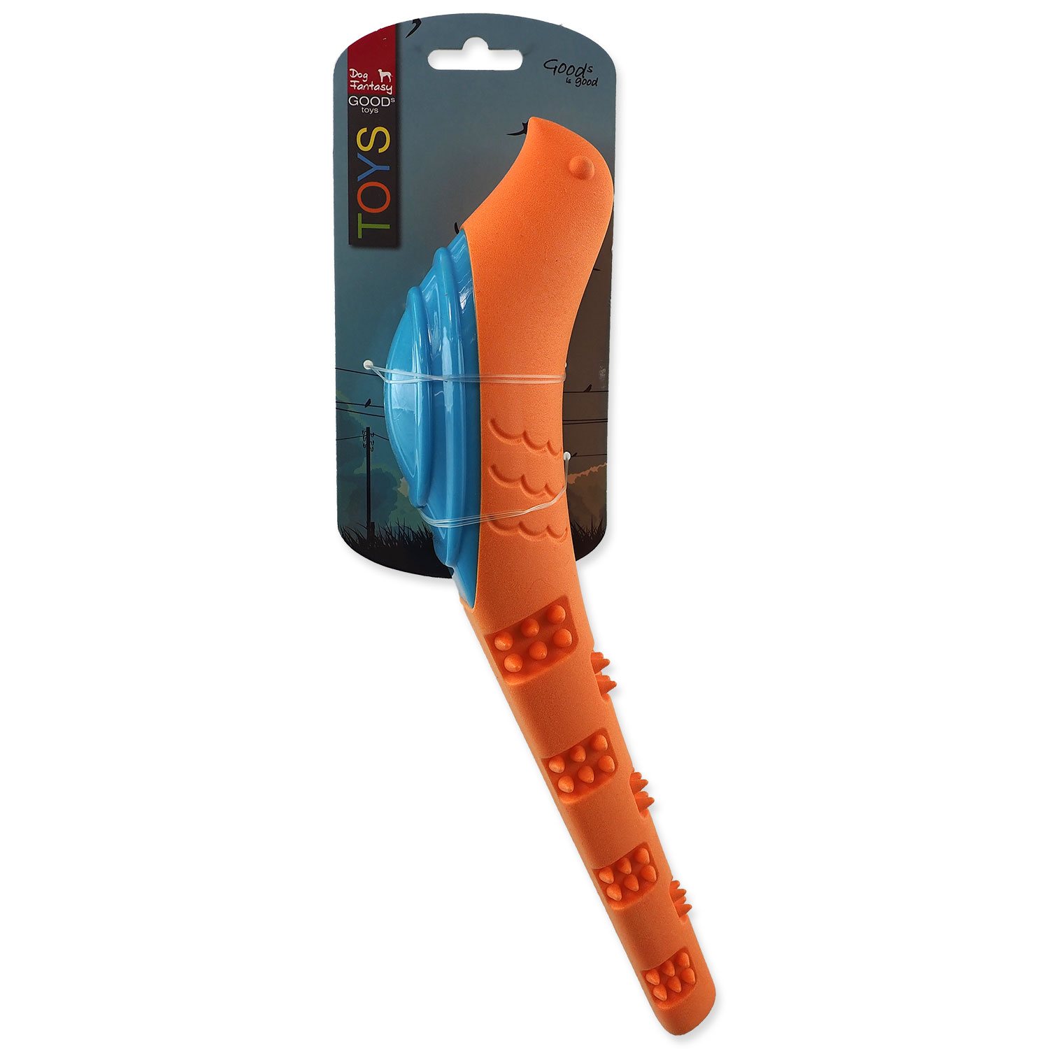Hračka Dog Fantasy pták pískací oranžovo-modrá 32x8,9x6cm-KS