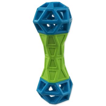 Hračka Dog Fantasy Kost s geometrickými obrazci pískací zeleno-modrá 18x5,8x5,8cm-KS