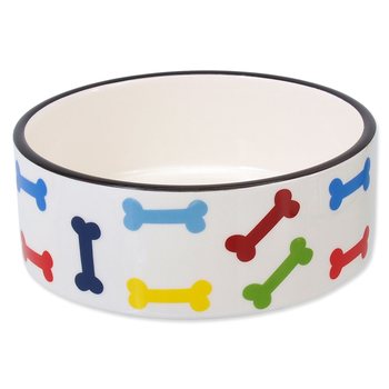Miska Dog Fantasy keramická potisk barevné kosti bílá 15,5x 6cm 790ml-KS