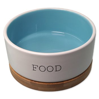 Miska Dog Fantasy keramická FOOD bílá/modrá s podtáckem 13x5,5cm, 400ml-KS