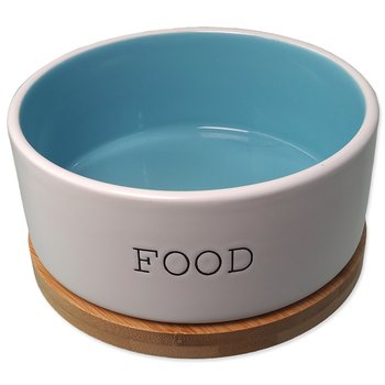 Miska Dog Fantasy keramická FOOD bílá/modrá s podtáckem 16x6,5cm, 850ml-KS