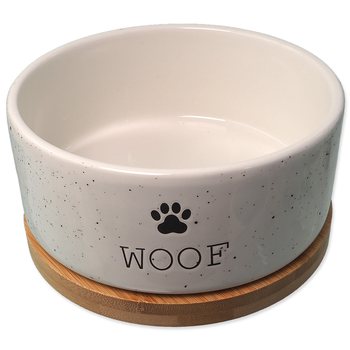 Miska Dog Fantasy keramická bílá WOOF s podtáckem 16x6,5cm, 850ml-KS