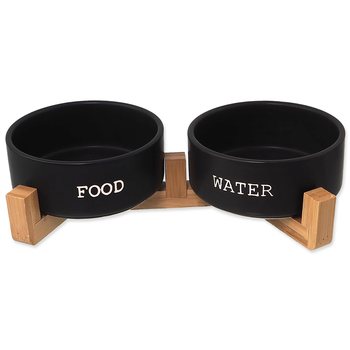 Set Dog Fantasy misky keramické se stojanem černé 2x 13x5,5cm, 400ml-KS