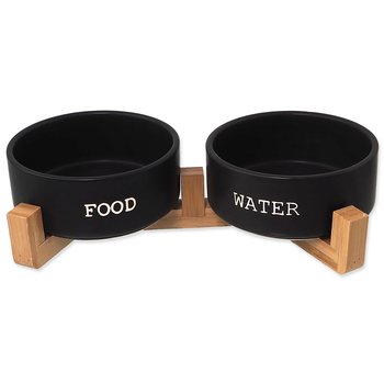 Set Dog Fantasy misky keramické se stojanem černé 2x 16x6,5cm, 850ml-KS