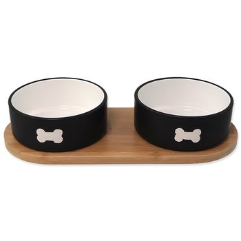 Set Dog Fantasy misky keramické s podtáckem černé kost 2x 13x5,5cm, 400ml-KS