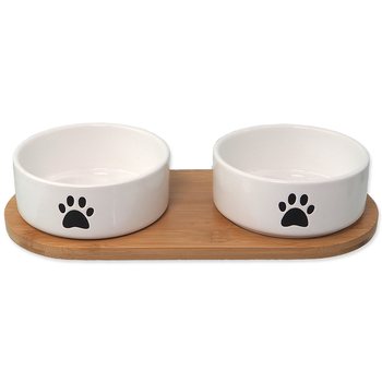 Set Dog Fantasy misky keramické s podtáckem bílé tlapka 2x 13x5,5cm, 400ml-KS