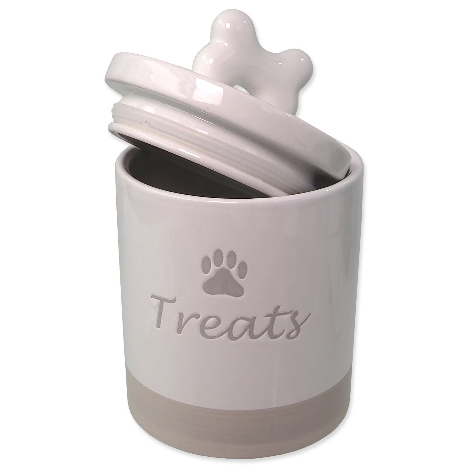 Dóza Dog Fantasy keramická na pamlsky bílá s úchytkou 13,5x21,5cm, 1500ml-KS