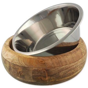 Miska Dog Fantasy nerez v dřevě, zaoblená 400ml-KS