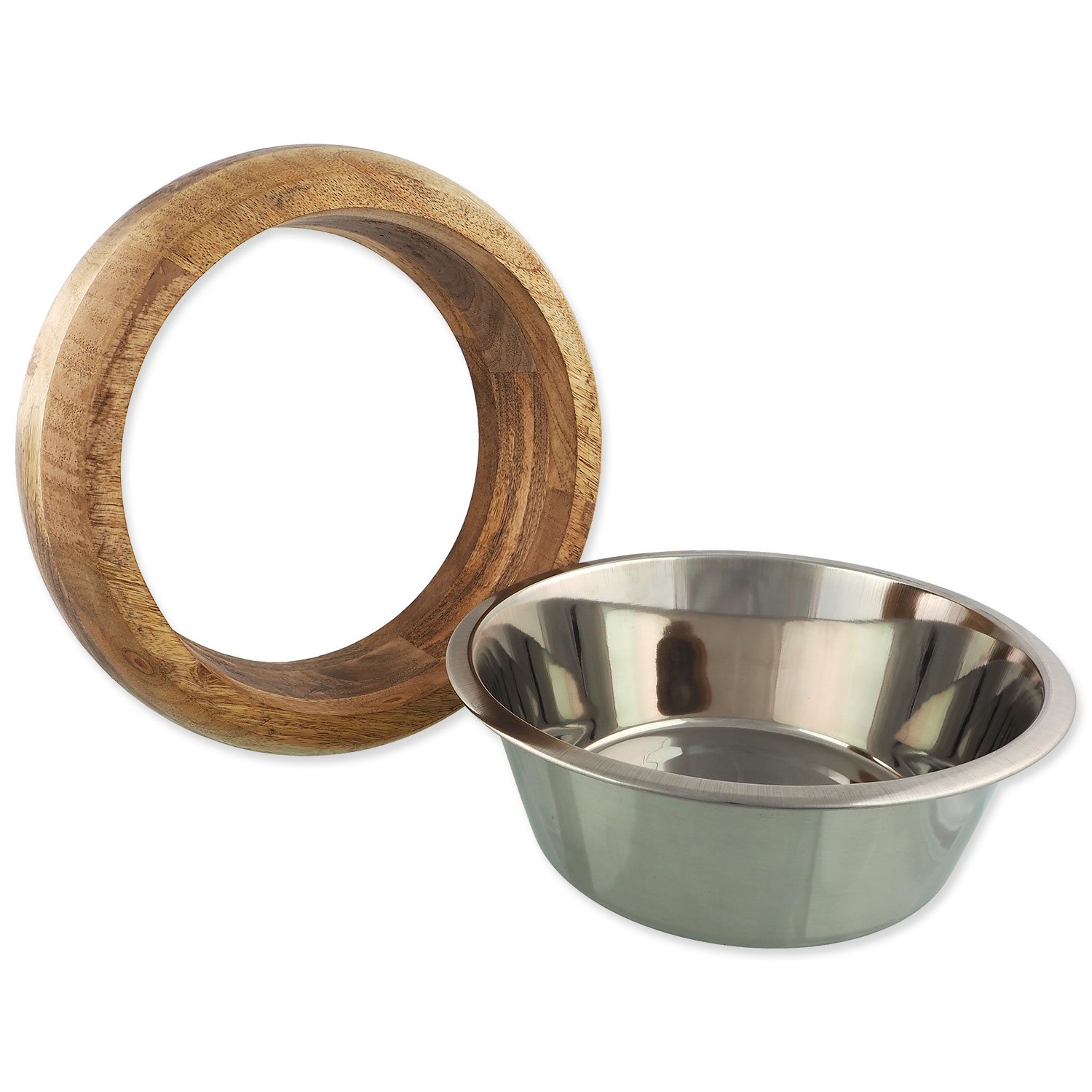 Miska Dog Fantasy nerez v dřevě, zaoblená 400ml-KS
