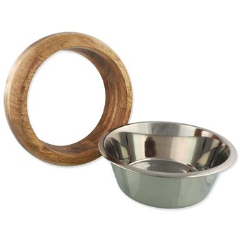 Miska Dog Fantasy nerez v dřevě, zaoblená 400ml-KS