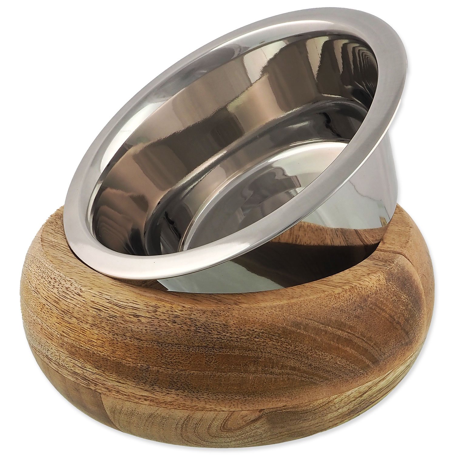 Miska Dog Fantasy nerez v dřevě, zaoblená 840ml-KS