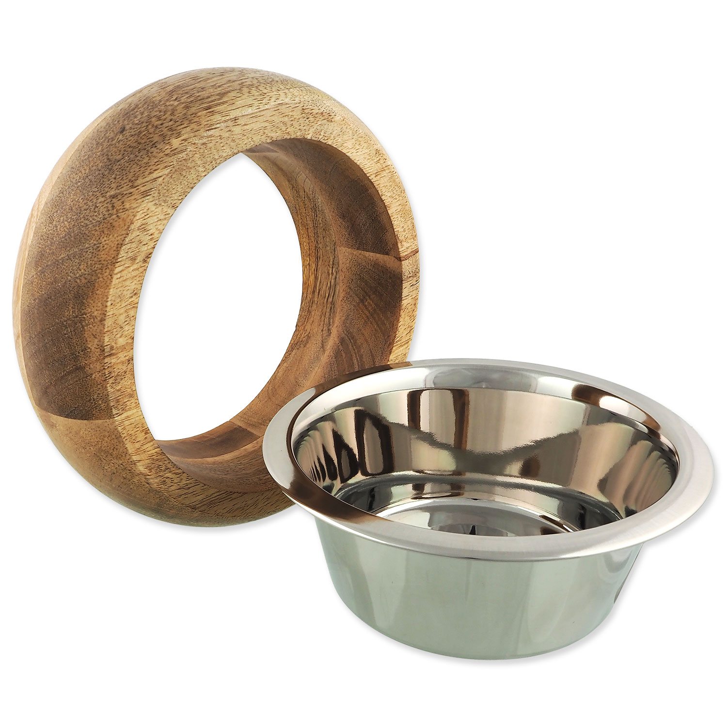 Miska Dog Fantasy nerez v dřevě, zaoblená 840ml-KS