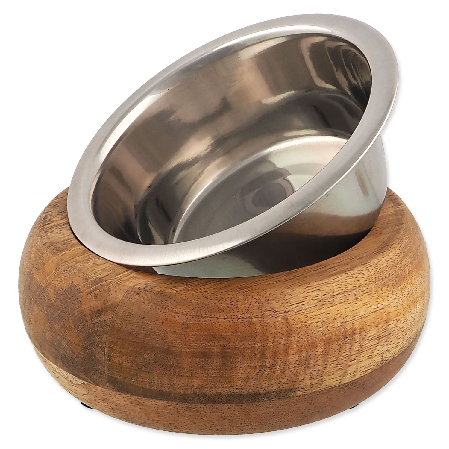 Miska Dog Fantasy nerez v dřevě, zaoblená 1730ml-KS