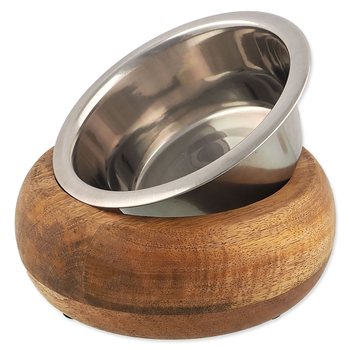 Miska Dog Fantasy nerez v dřevě, zaoblená 1730ml-KS
