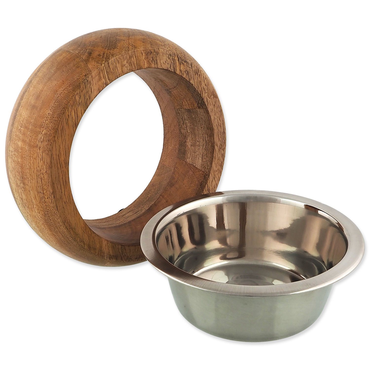 Miska Dog Fantasy nerez v dřevě, zaoblená 1730ml-KS