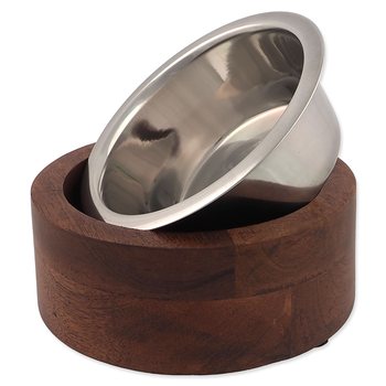 Miska Dog Fantasy nerez v dřevě, rovná 400ml-KS