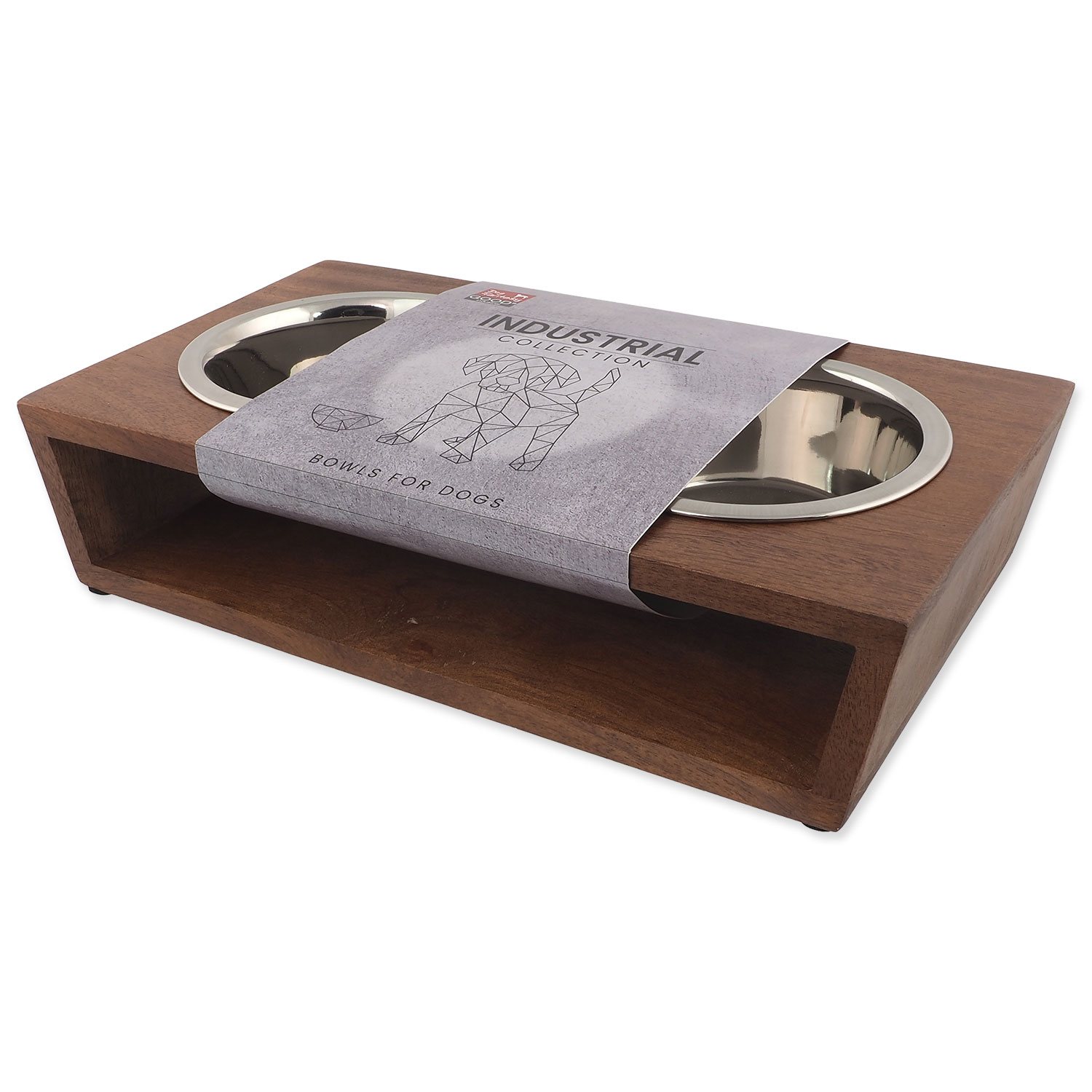 Misky Dog Fantasy nerez s dřevěným stojánkem 2x400ml-KS