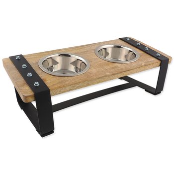 Misky Dog Fantasy nerez s dřevěným stojánkem, železná konstrukce 2x400ml-KS