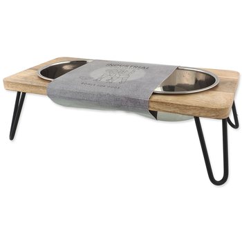 Misky Dog Fantasy nerez s dřevěným stojánkem, železné nohy 2x850ml-KS