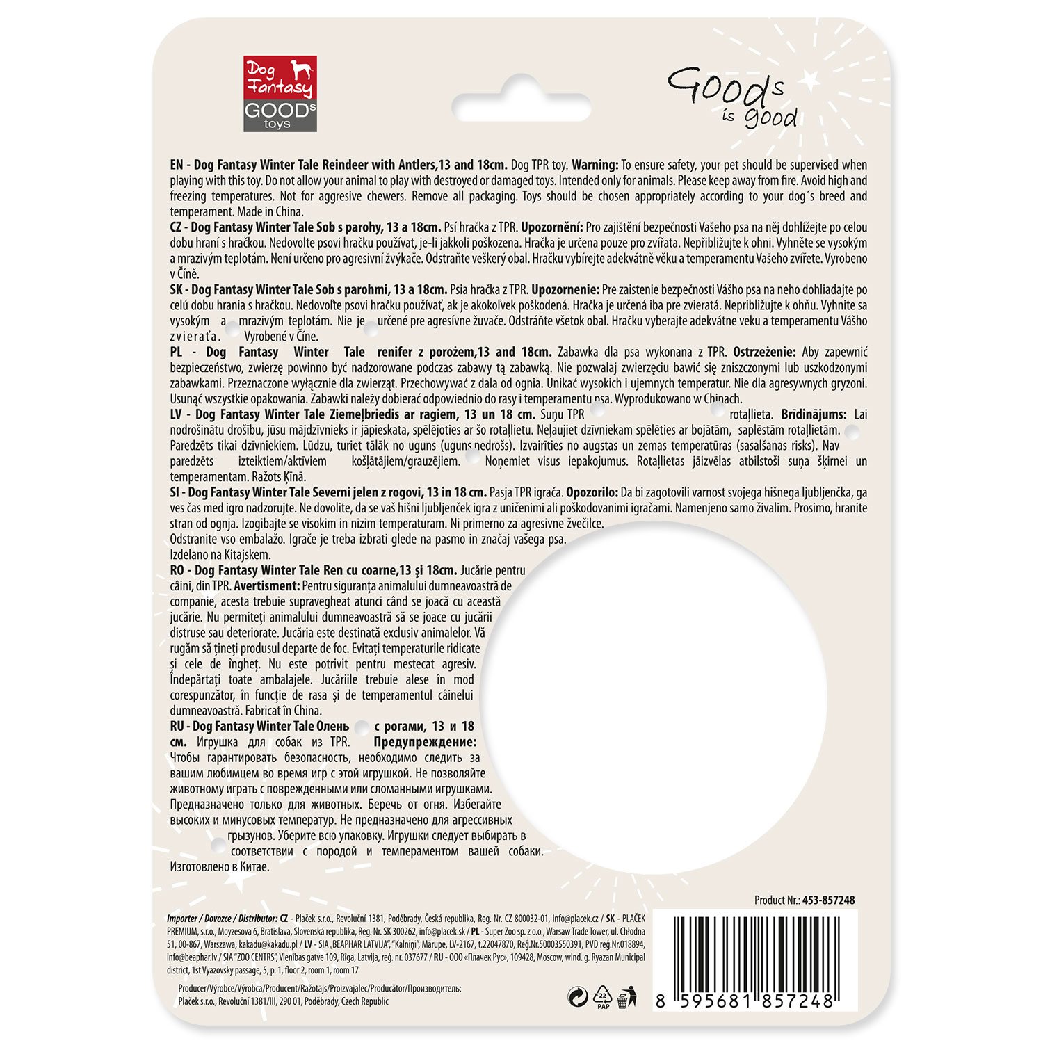 Hračka Dog Fantasy Winter Tale TPR sob 13cm & paroh 18cm-KS