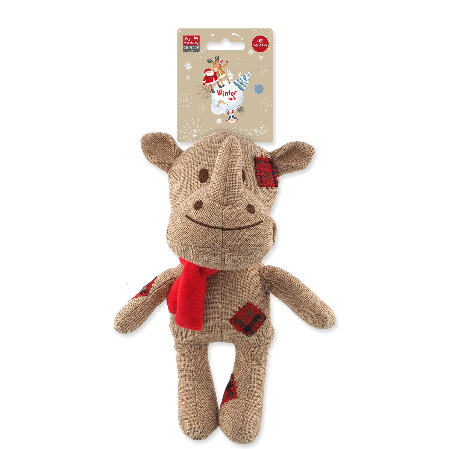 Hračka Dog Fantasy Winter Tale Nosorožec juta pískací 25cm-KS