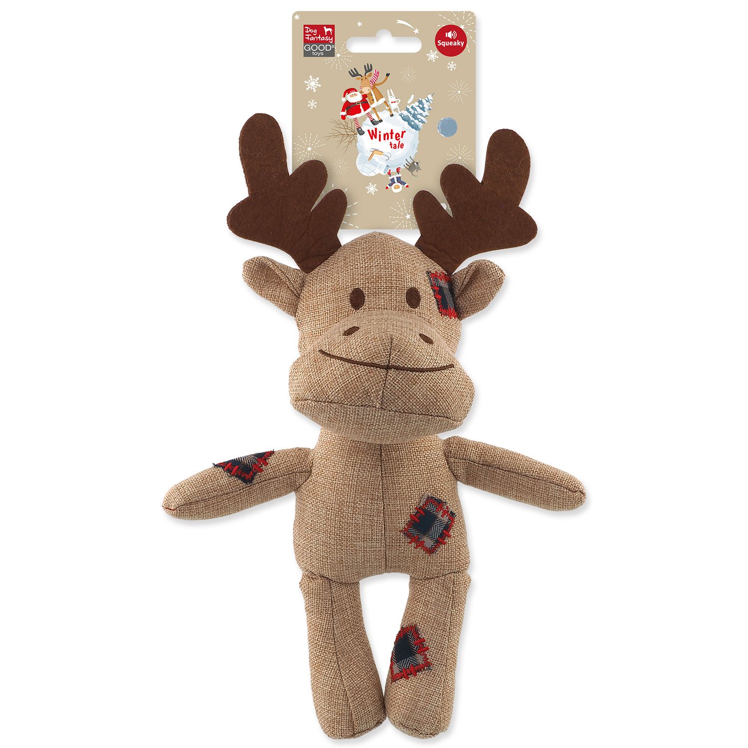 Hračka Dog Fantasy Winter Tale Sob juta pískací 30cm-KS