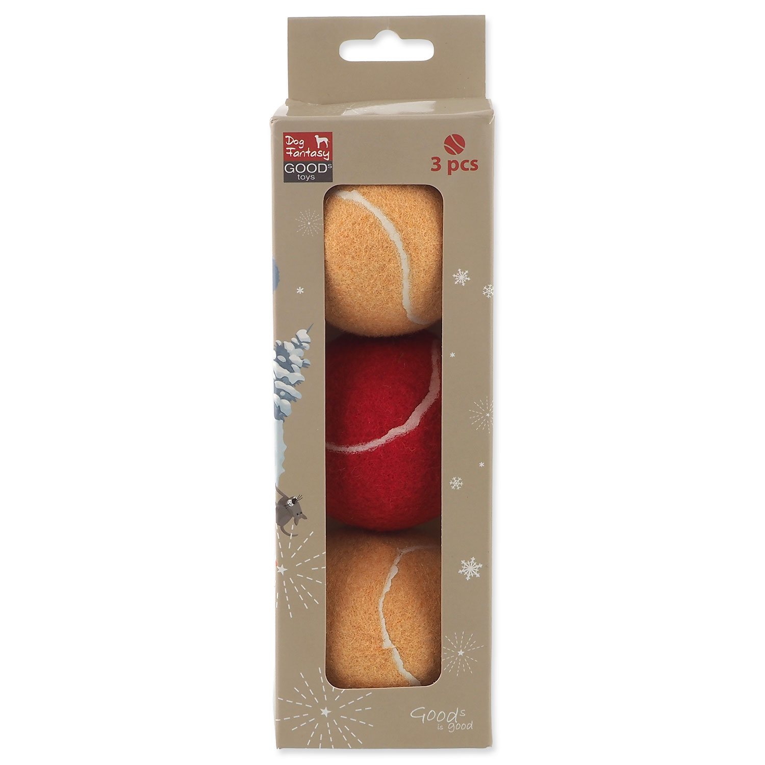 Hračka Dog Fantasy Winter Tale Vánoční sada tenisových míčků 3ks-KS