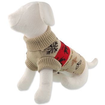 Svetr Dog Fantasy Winter Tale Vánoční pletený se soby, XS 20cm-KS