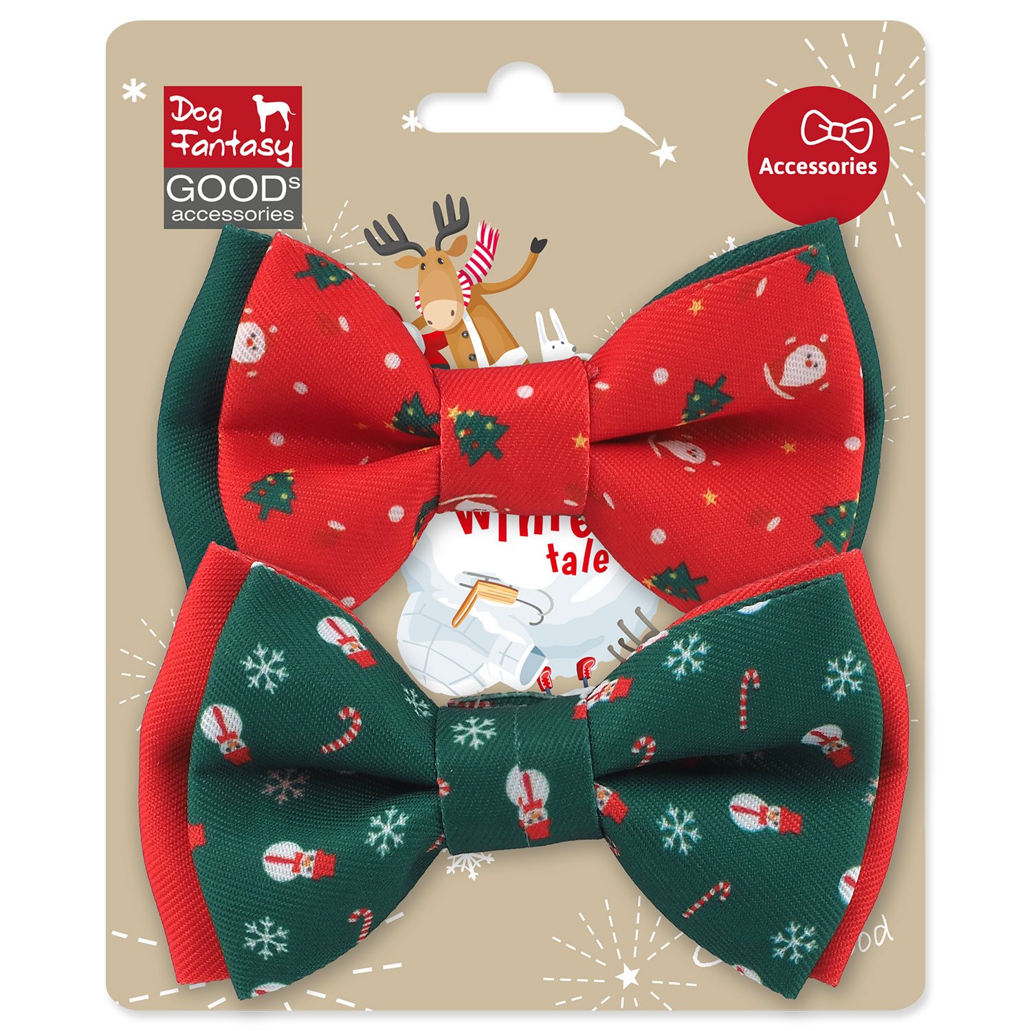 Motýlek Dog Fantasy Winter Tale Vánoční 10x6cm 2ks-KS