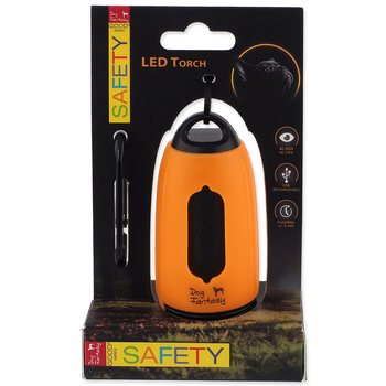 Baterka Dog Fantasy USB se sáčky na exkrementy oranžová-KS