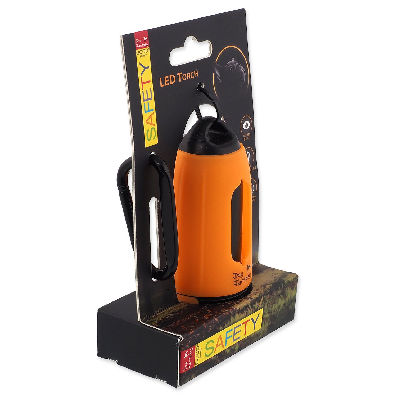 Baterka Dog Fantasy USB se sáčky na exkrementy oranžová-KS