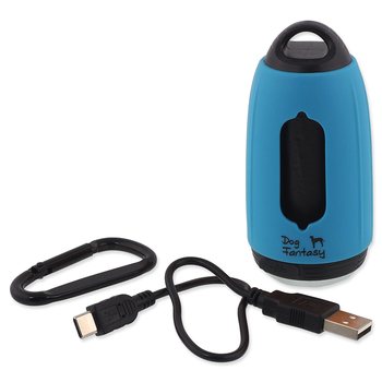 Baterka Dog Fantasy USB se sáčky na exkrementy modrá-KS