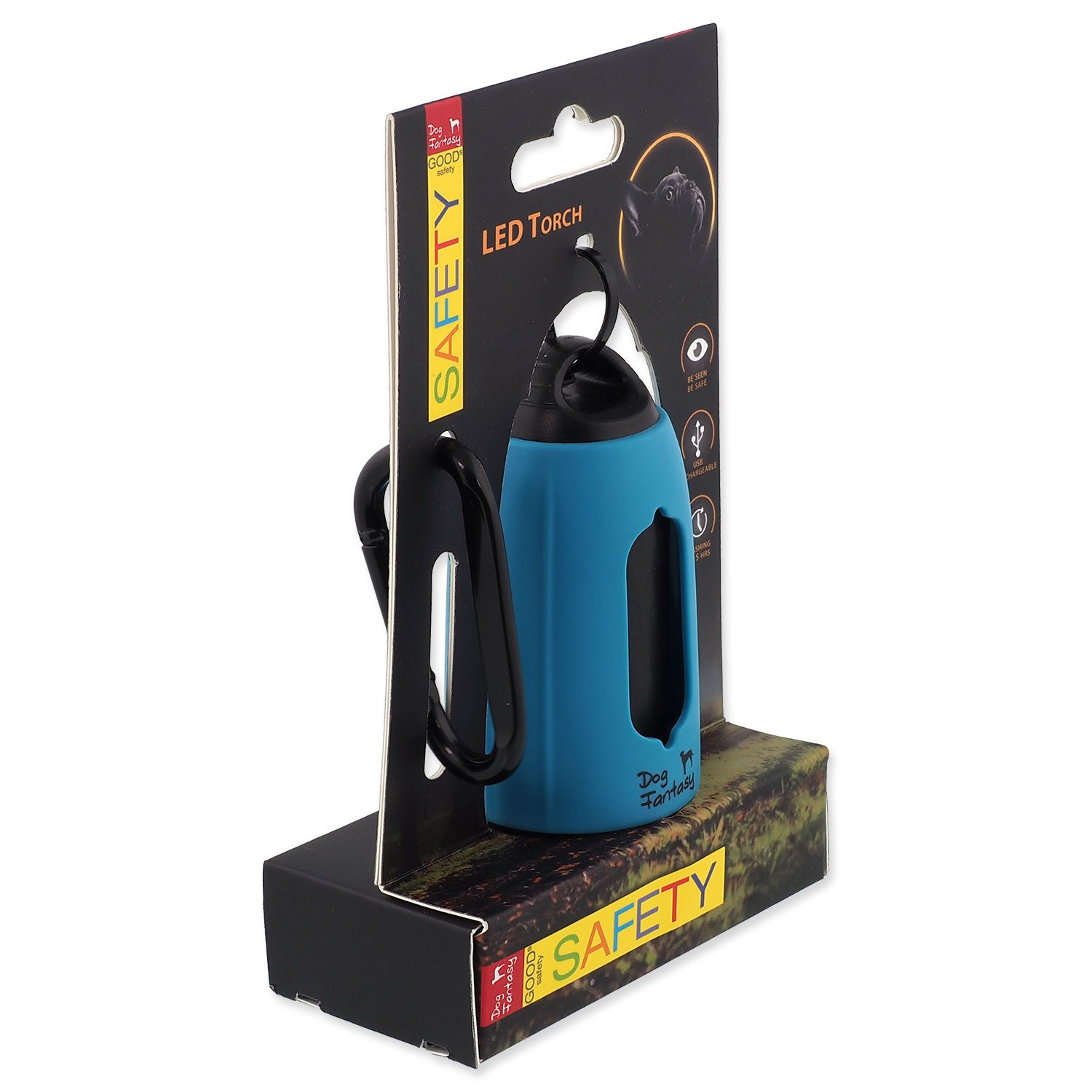 Baterka Dog Fantasy USB se sáčky na exkrementy modrá-KS