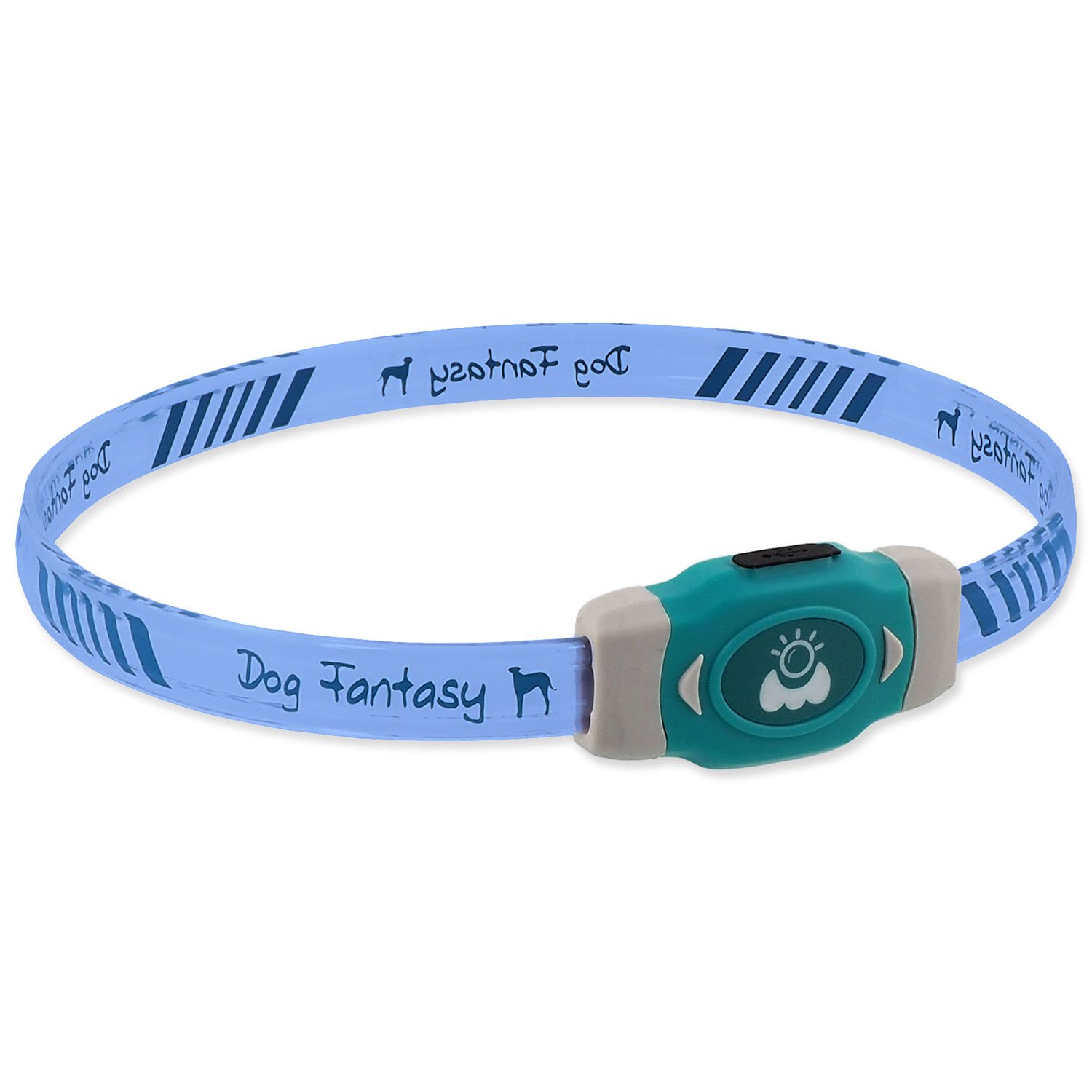 Obojek Dog Fantasy LED Svítící různobarevný nabíjecí M 50cm