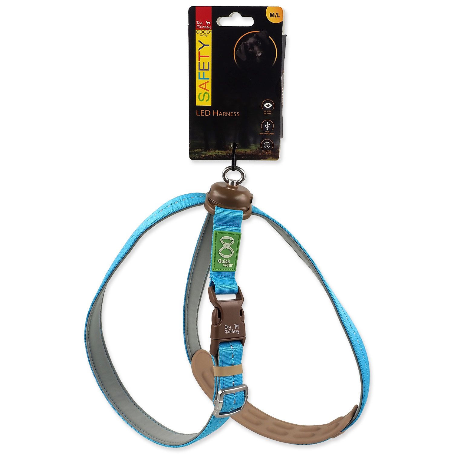 Postroj Dog Fantasy LED 8'Style nabíjecí M/L 140cm-KS