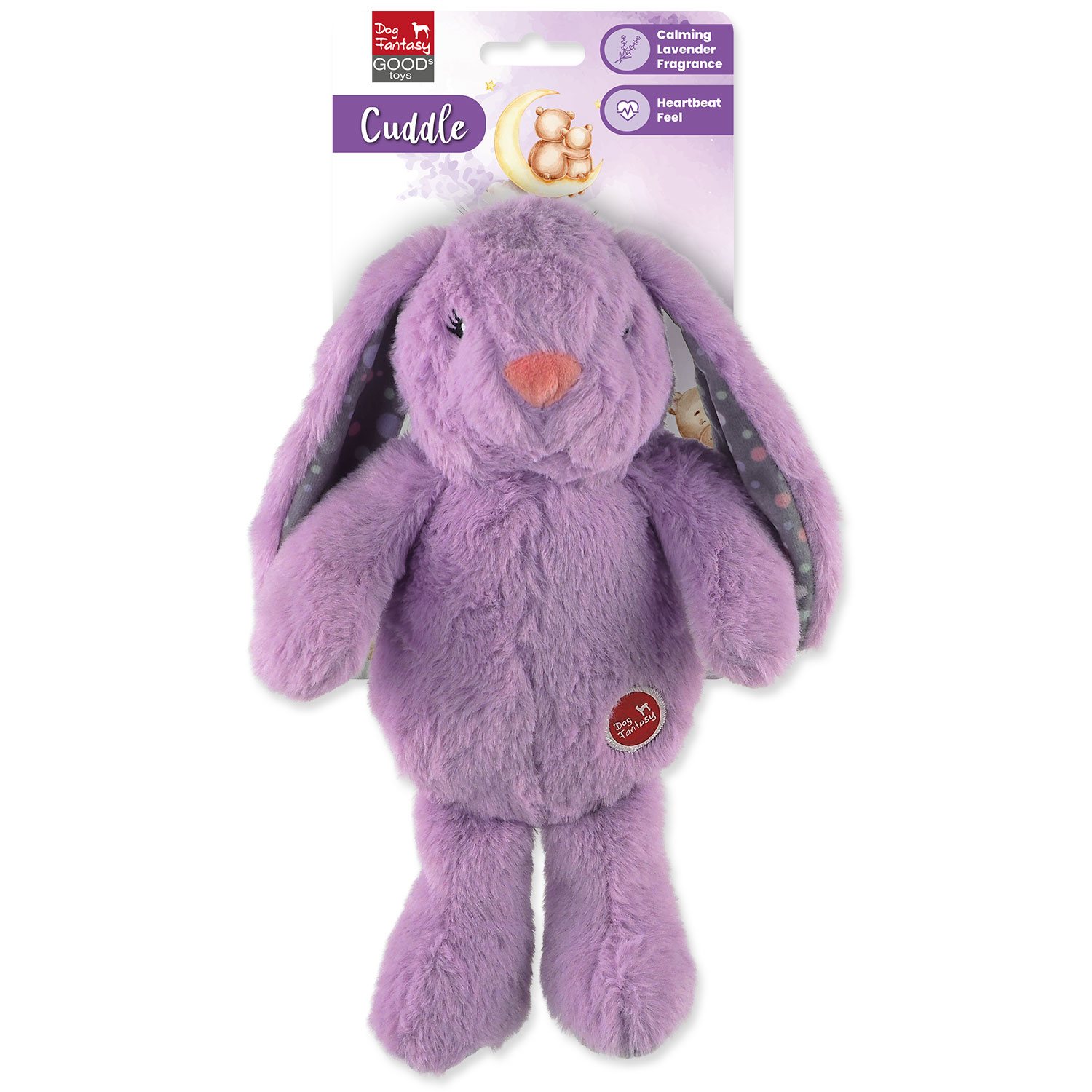 Hračka Dog Fantasy Cuddle Zajíček s tlukoucím srdcem fialová 29cm-KS