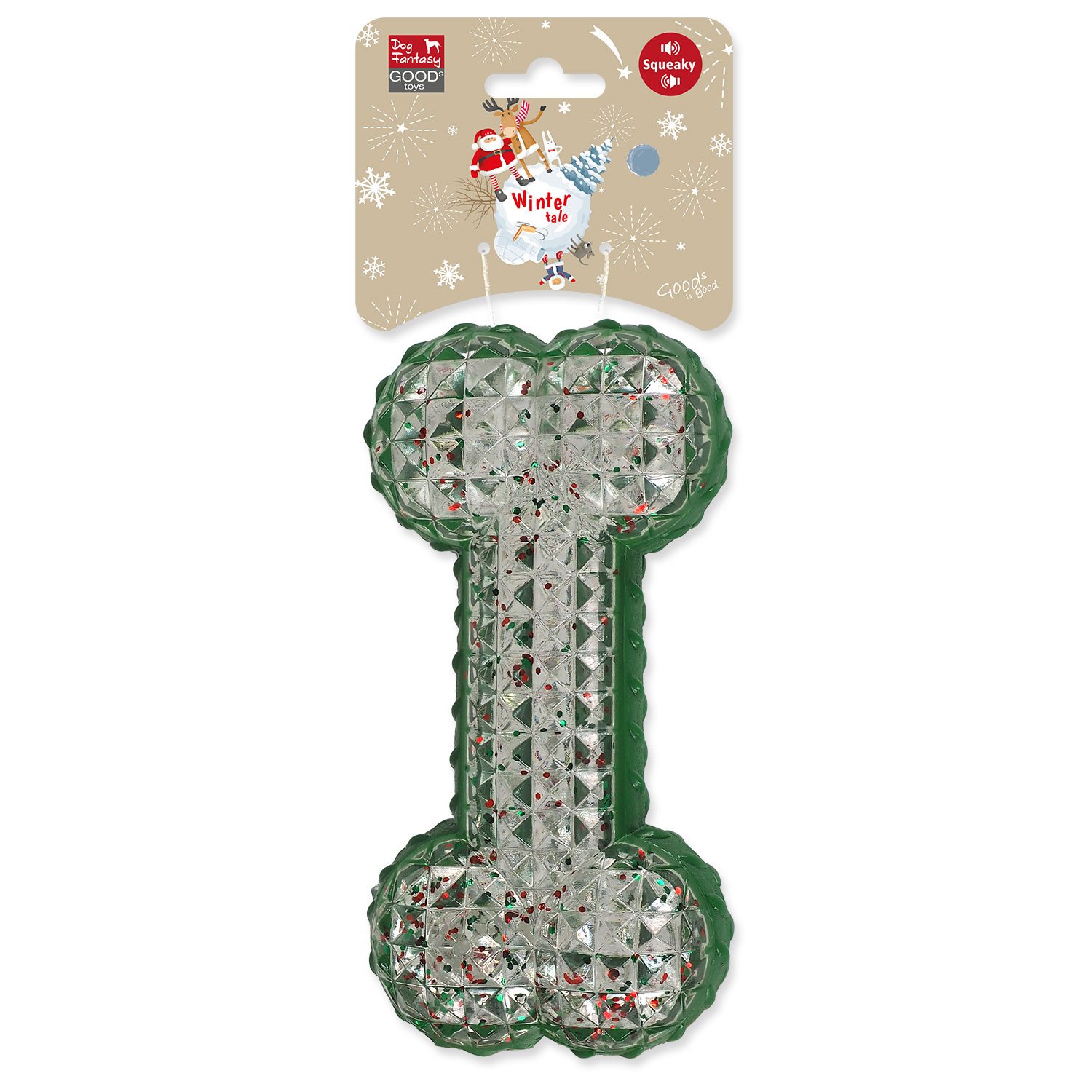Hračka Dog Fantasy Winter Tale kost gumová pískací 15cm-KS