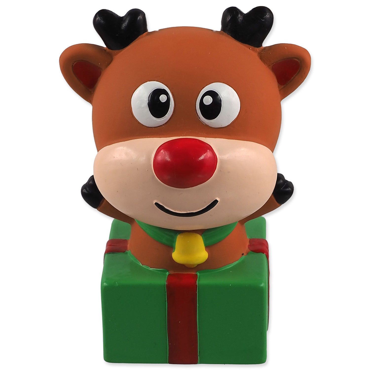 Hračka Dog Fantasy Winter Tale sob s dárečkem latexový pískací 12cm-KS
