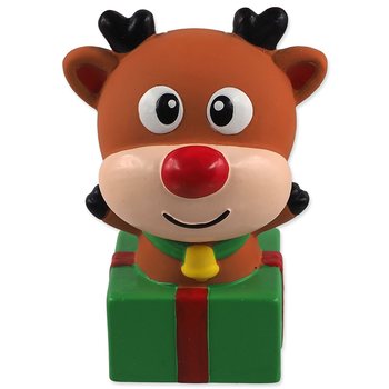 Hračka Dog Fantasy Winter Tale sob s dárečkem latexový pískací 12cm-KS