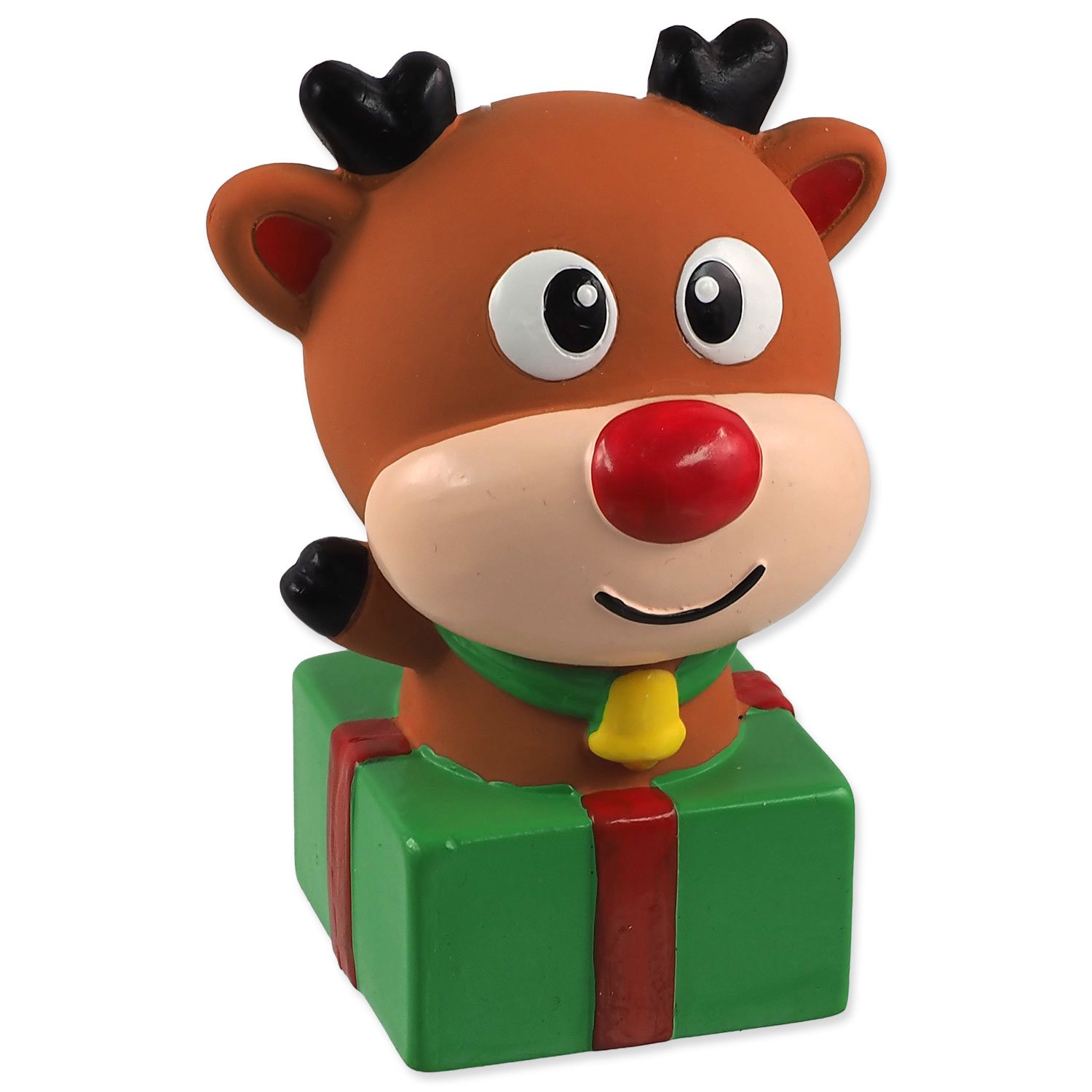 Hračka Dog Fantasy Winter Tale sob s dárečkem latexový pískací 12cm-KS